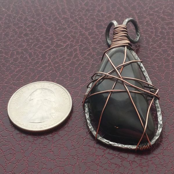 Antiqued Copper Wrapped Annealed Steel Pendant