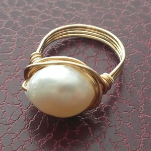 Fresh Water Pearl and Brass Ring