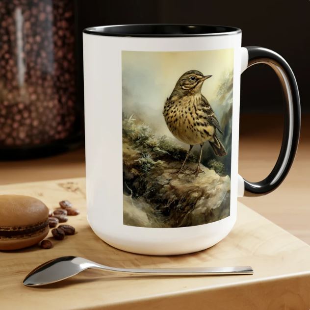 American Pipit Vintage Birds Coffee Mug