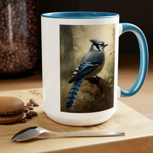 Blue Jay Vintage Birds Coffee Mug