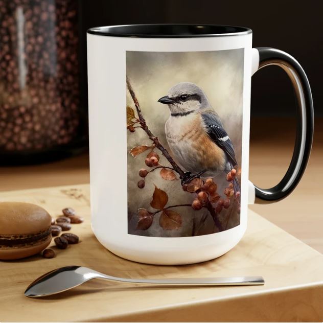 Northern Shrike Vintage Birds Coffee Mug