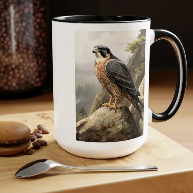 Peregrine Falcon Vintage Birds Coffee Mug