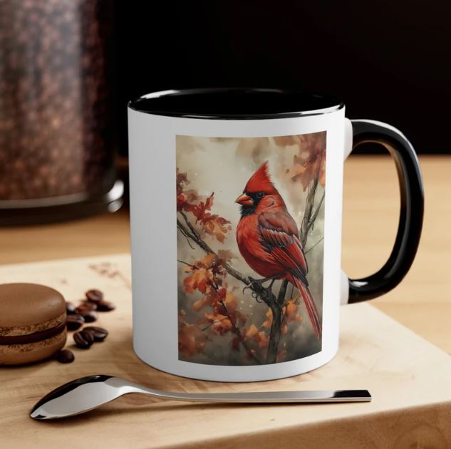Red Cardinal Vintage Birds Coffee Mug